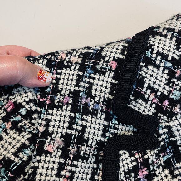 Giancarlo Ferrari Vtg Navy Blue White Plaid Tweed Edged Lined Blazer Jacket 8 - Picture 14 of 16